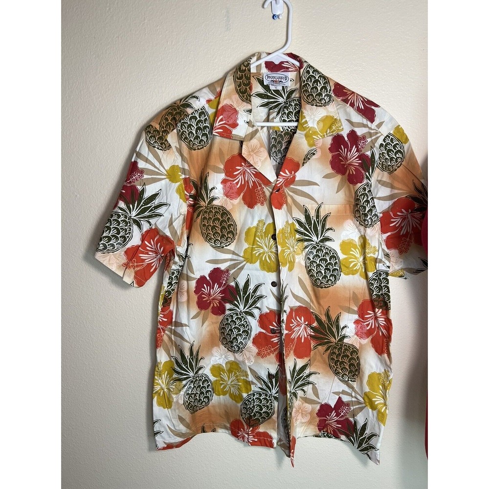 Vtg Pacific Legend Apparel Mens Hawaiian Shirt Size XL Pineapple Floral Tropical